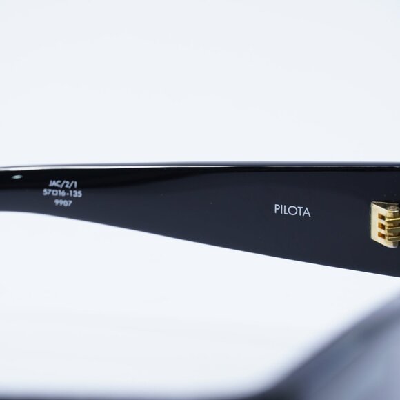 Jacquemus PILOTA JAC/2 C1 Sunglasses Shiny Black Square Frame, Grey Lenses main image 4